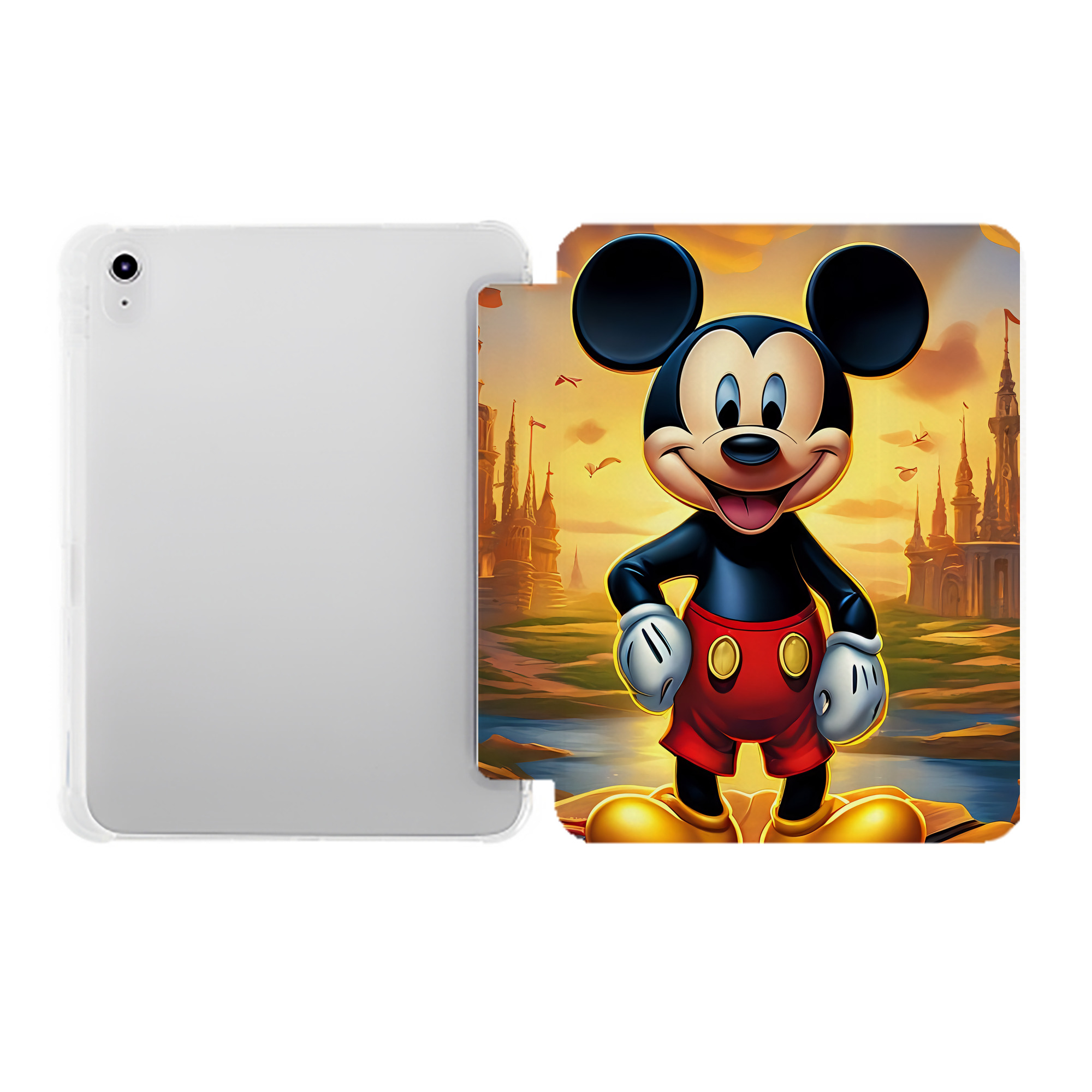 （画像用） ミッキーマウス Mickey Mouse IPad ケース ペン収納付き 三つ折りスタンド PUレザー×シリコン 対応機種9.5/10.5/10.9インチ